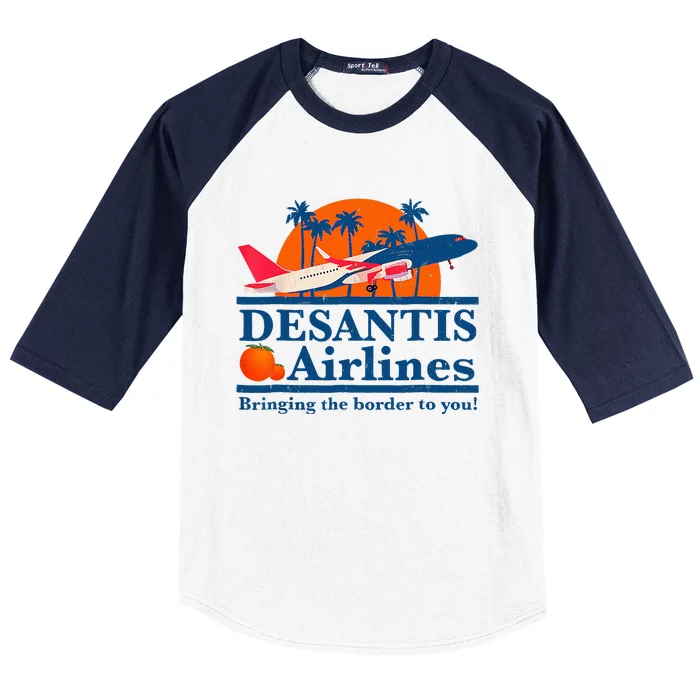 Desantis Airlines Funny Political Meme Ron Desantis Governor Baseball Sleeve Shirt