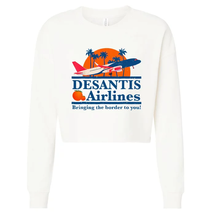 Desantis Airlines Funny Political Meme Ron Desantis Governor Cropped Pullover Crew