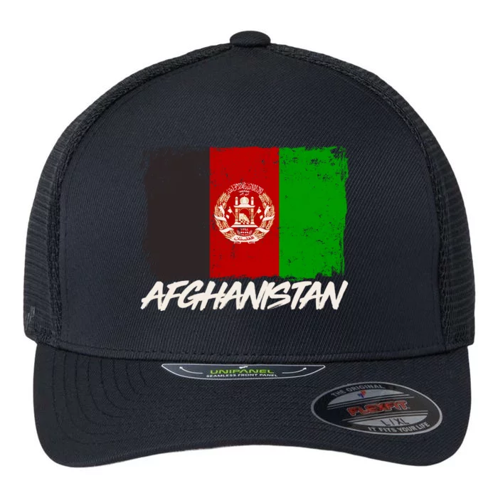 Distressed Afghanistan Flag Flexfit Unipanel Trucker Cap