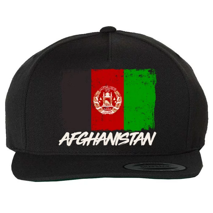 Distressed Afghanistan Flag Wool Snapback Cap