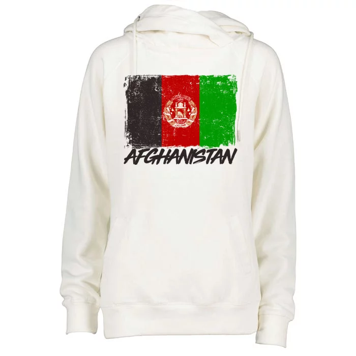 Distressed Afghanistan Flag Womens Funnel Neck Pullover Hood