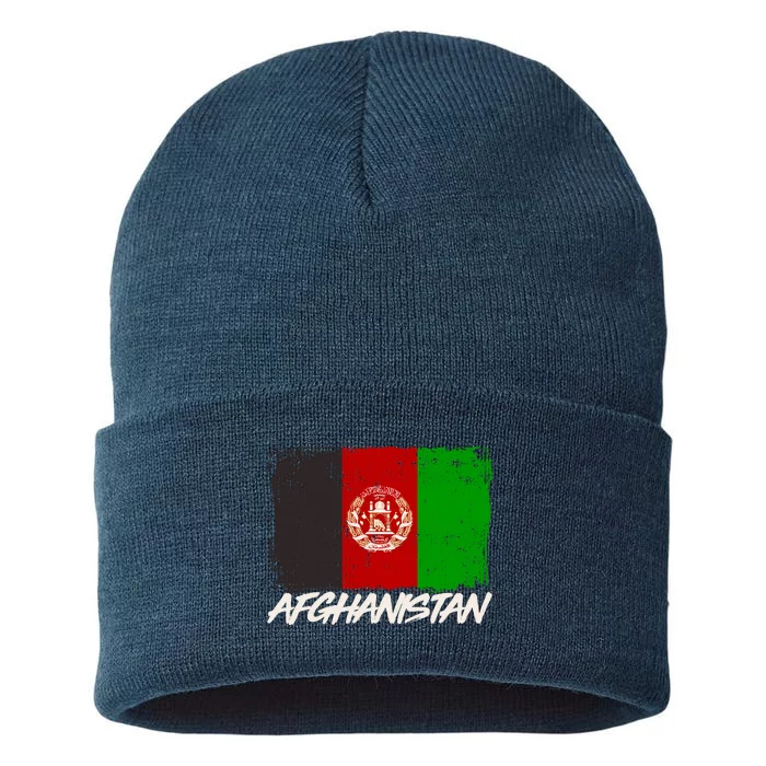 Distressed Afghanistan Flag Sustainable Knit Beanie