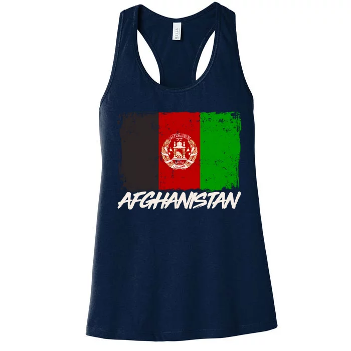 Distressed Afghanistan Flag Women's Racerback Tank