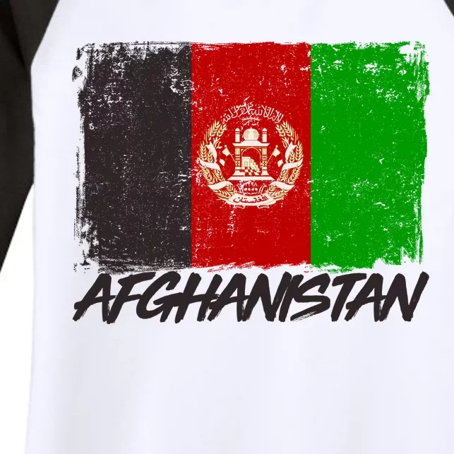 Distressed Afghanistan Flag Women's Tri-Blend 3/4-Sleeve Raglan Shirt