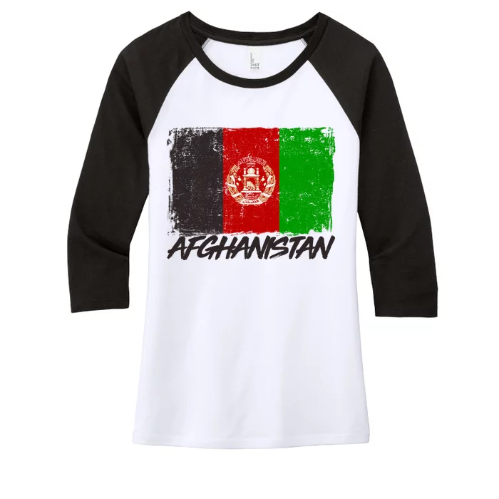 Distressed Afghanistan Flag Women's Tri-Blend 3/4-Sleeve Raglan Shirt