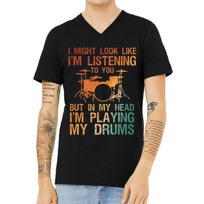 Drummer Art For Women Drum Player V-Neck T-Shirt