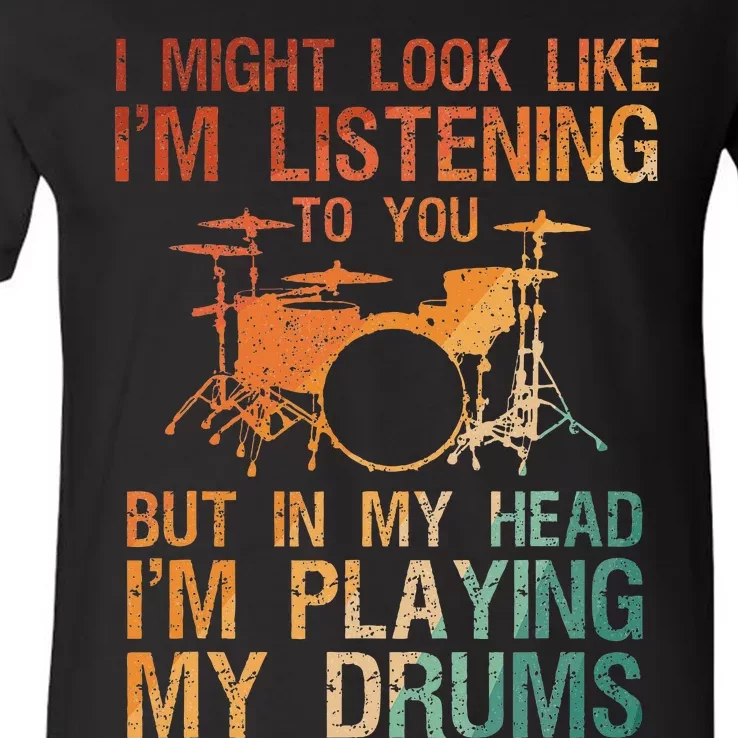 Drummer Art For Women Drum Player V-Neck T-Shirt