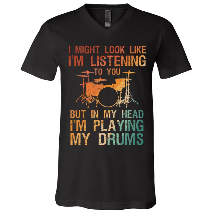 Drummer Art For Women Drum Player V-Neck T-Shirt