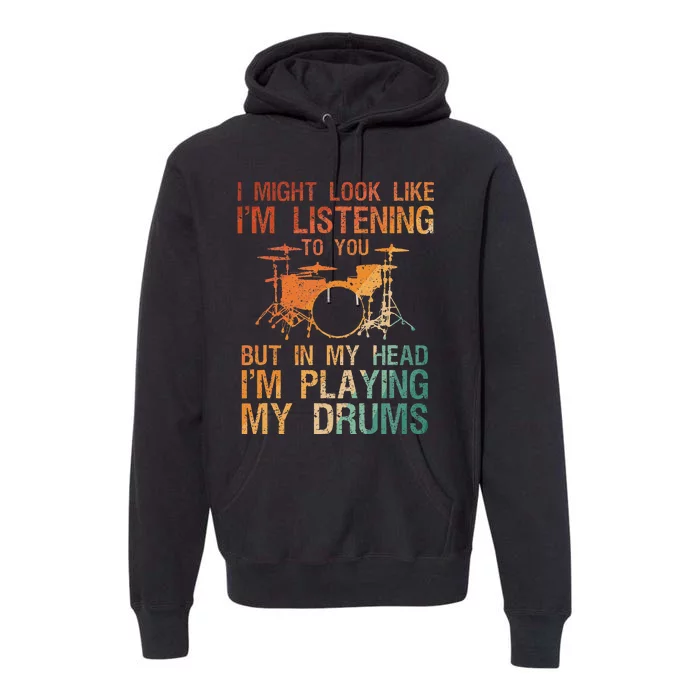 Drummer Art For Women Drum Player Premium Hoodie