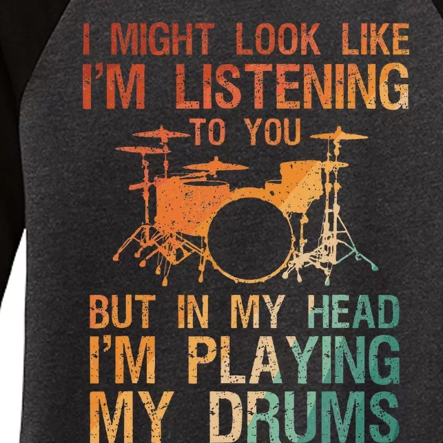 Drummer Art For Women Drum Player Women's Tri-Blend 3/4-Sleeve Raglan Shirt