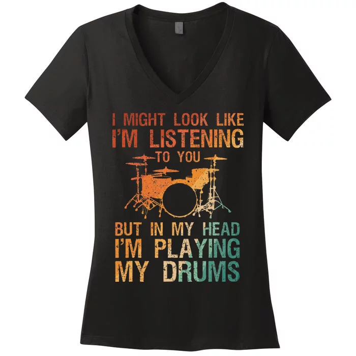 Drummer Art For Women Drum Player Women's V-Neck T-Shirt