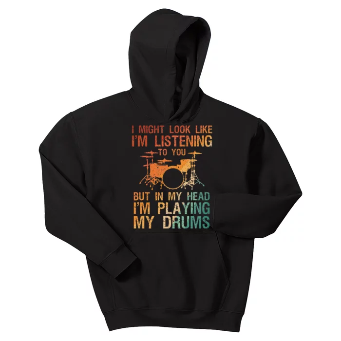 Drummer Art For Women Drum Player Kids Hoodie