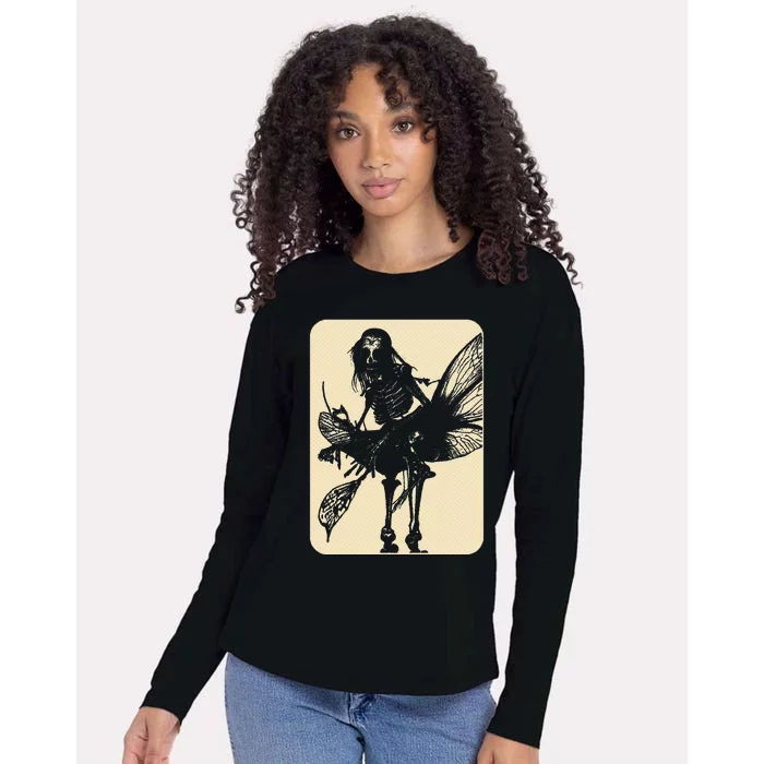 Dark Art Fairycore Butterfly Skeleton Womens Cotton Relaxed Long Sleeve T-Shirt