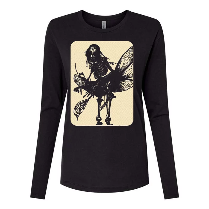 Dark Art Fairycore Butterfly Skeleton Womens Cotton Relaxed Long Sleeve T-Shirt