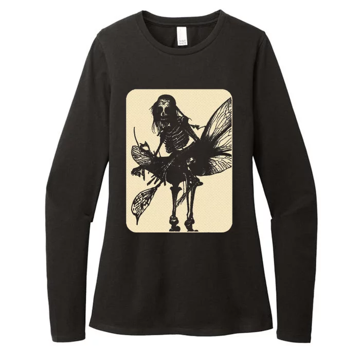 Dark Art Fairycore Butterfly Skeleton Womens CVC Long Sleeve Shirt