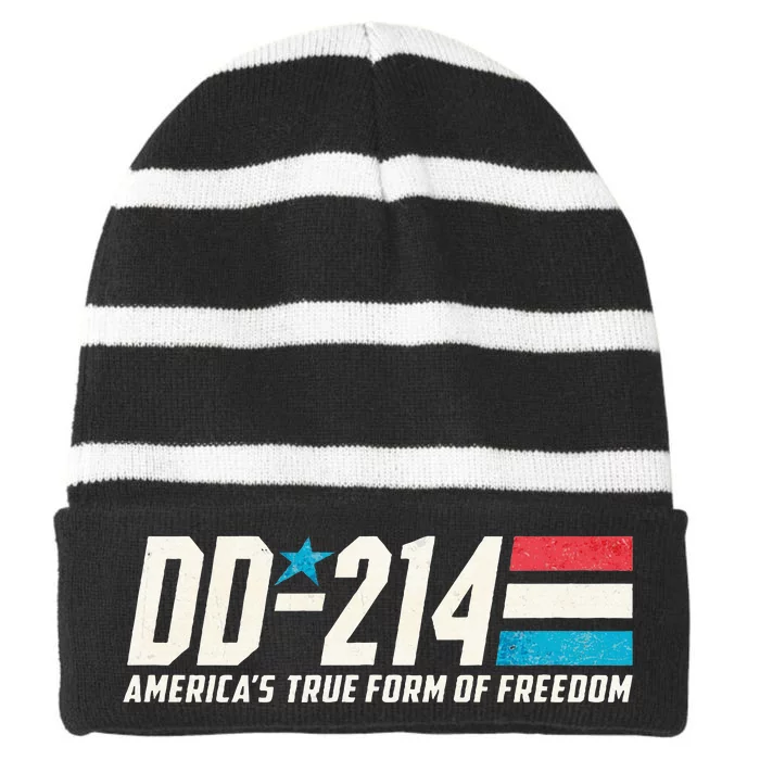 Dd214 Armed Forces Military Alumni Striped Beanie with Solid Band