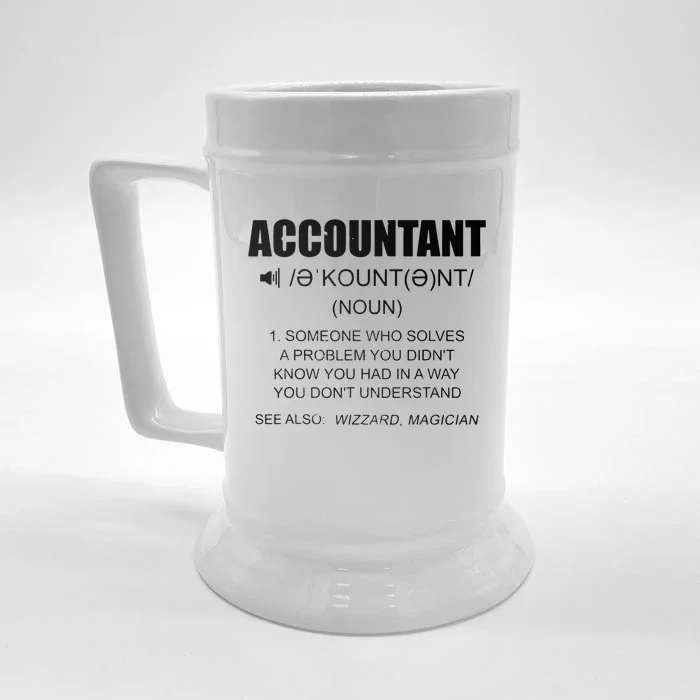 Definition Accountant Funny CPA Gift Taxation Audit Taxes Front & Back Beer Stein