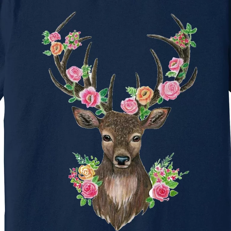 Deer And Flower Premium T-Shirt