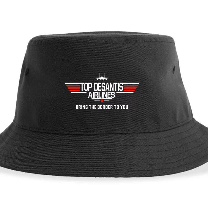 DeSantis Airlines Funny Political Meme Top DeSantis Airlines Sustainable Bucket Hat