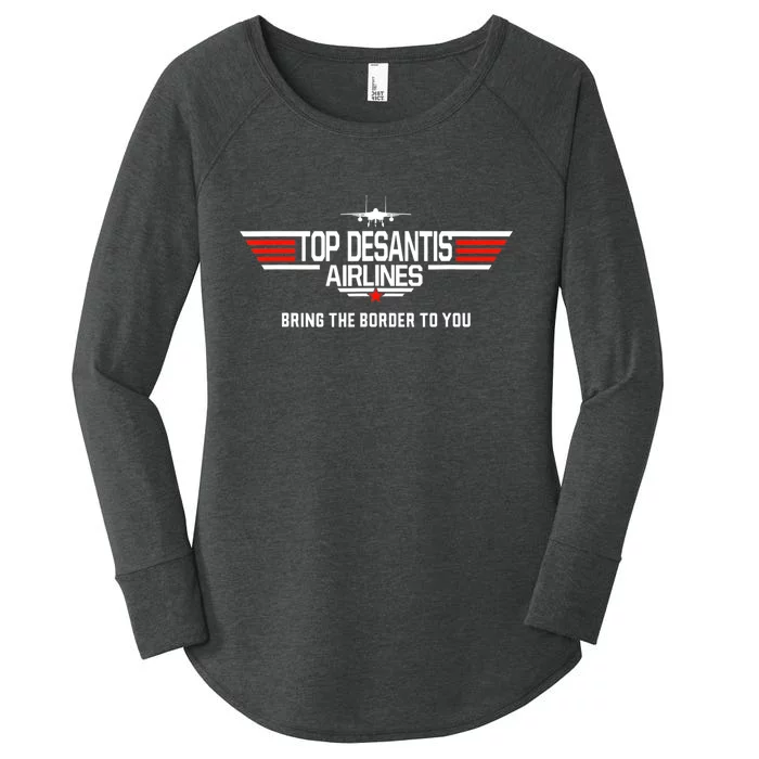 DeSantis Airlines Funny Political Meme Top DeSantis Airlines Women's Perfect Tri Tunic Long Sleeve Shirt