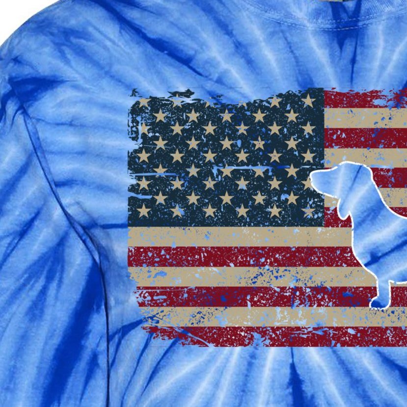 Dachshund America Flag Gift Patriotic Weiner Dog Gift Tie-Dye Long Sleeve Shirt