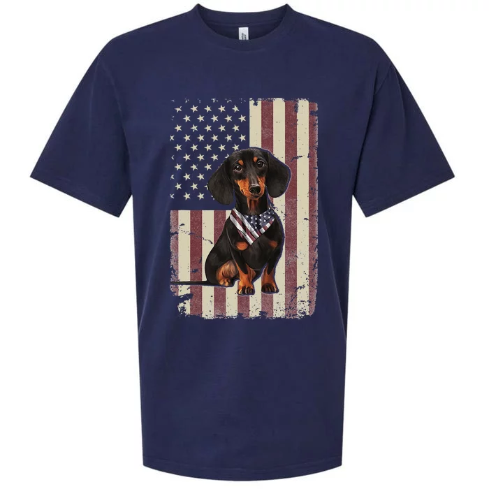 Dachshund American Flag Bandana 4th Of July Gifts Sueded Cloud Jersey T-Shirt