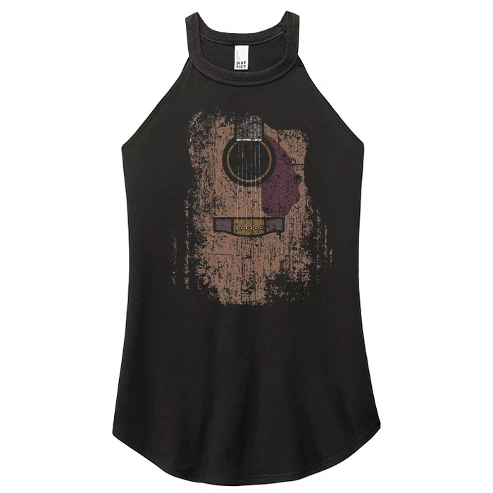 Distressed Acoustic Guitar Vintage Player Rock & Roll Music Women’s Perfect Tri Rocker Tank