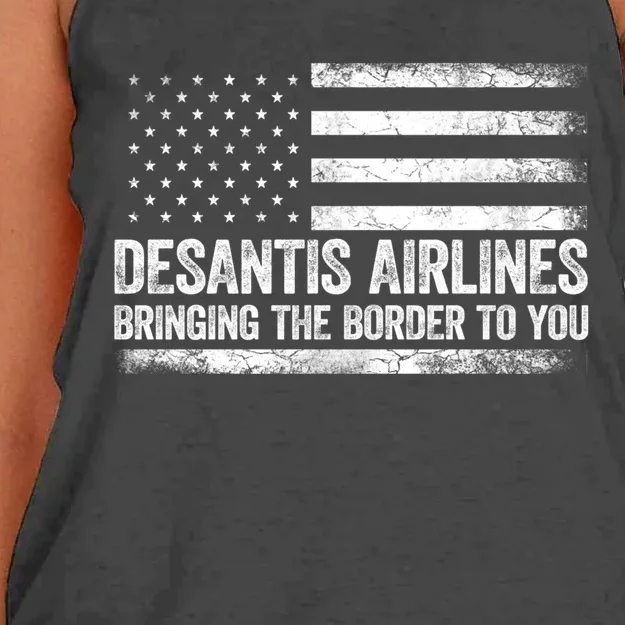 DeSantis Airlines Gifts Funny DeSantis Airlines Women's Knotted Racerback Tank