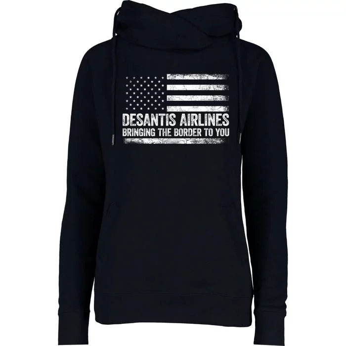 DeSantis Airlines Gifts Funny DeSantis Airlines Womens Funnel Neck Pullover Hood