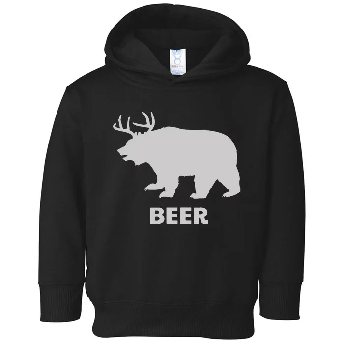 Deer Antlers + Grizzly Bear =Beer Toddler Hoodie