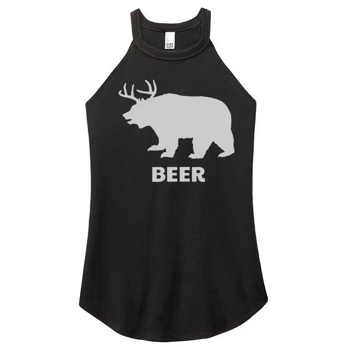 Deer Antlers + Grizzly Bear = Beer Funny Hunting Drinking Women’s Perfect Tri Rocker Tank