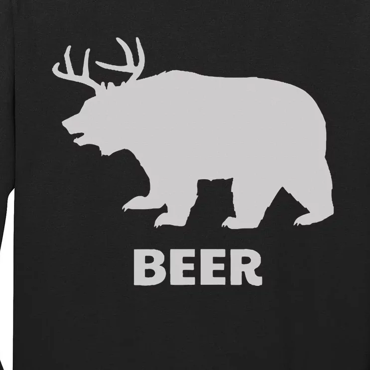 Deer Antlers + Grizzly Bear = Beer Funny Hunting Drinking Tall Long Sleeve T-Shirt