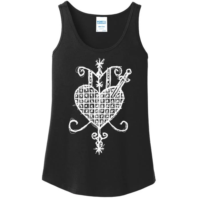 Dark And Gritty Ezili Dantor Voodoo Loa Veve Vodun Symbol Ladies Essential Tank