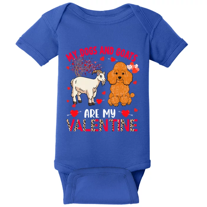 Dogs And Goats Are My Valentine Poodle With Goat Farm Gift Baby Bodysuit