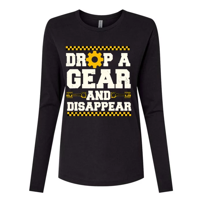 Drop A Gear And Disappear Dirt Track Race Racing Racers Womens Cotton Relaxed Long Sleeve T-Shirt