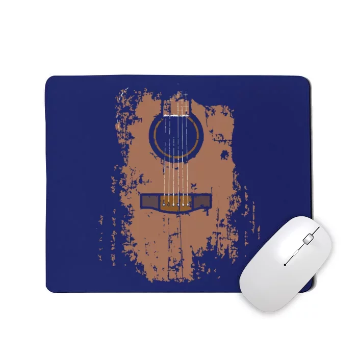 Distressed Acoustic Guitar Vintage Player Rock Roll Music Mousepad