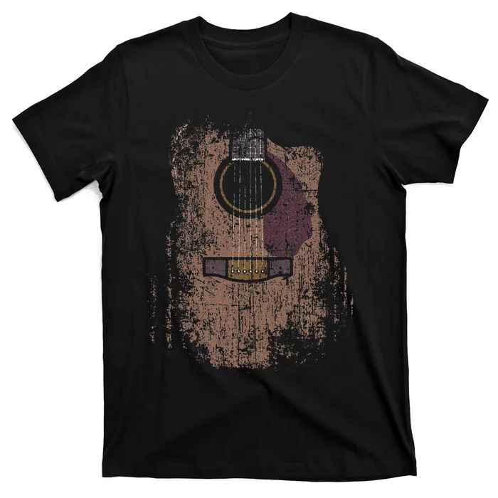 Distressed Acoustic Guitar Vintage Player Rock & Roll Music T-Shirt