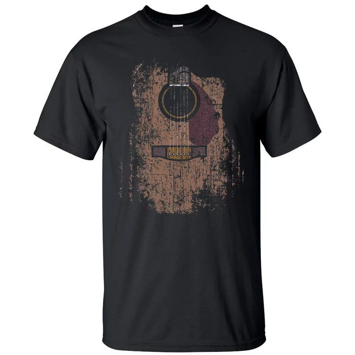 Distressed Acoustic Guitar Vintage Player Rock & Roll Music Tall T-Shirt