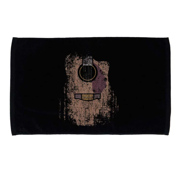 Distressed Acoustic Guitar Vintage Player Rock & Roll Music Microfiber Hand Towel