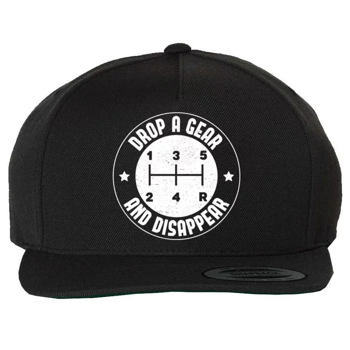 Drop A Gear And Disappear Funny Car Enthusiast Auto Racing Cool Gift Wool Snapback Cap