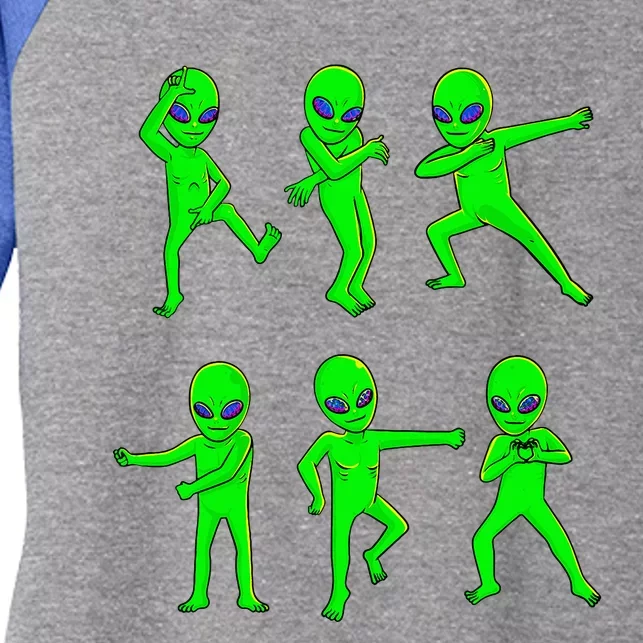 Dancing Aliens Halloween Green Alien Dance Women's Tri-Blend 3/4-Sleeve Raglan Shirt