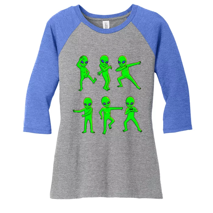 Dancing Aliens Halloween Green Alien Dance Women's Tri-Blend 3/4-Sleeve Raglan Shirt