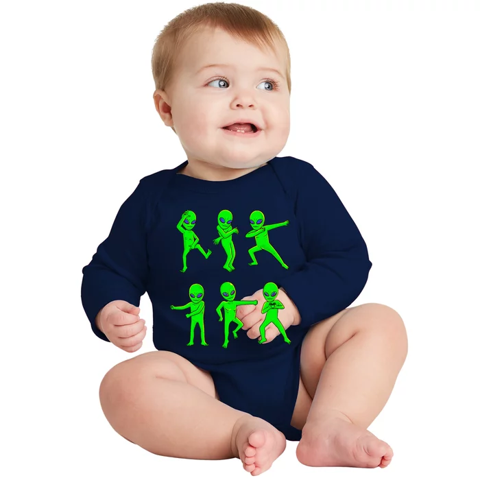 Dancing Aliens Halloween Green Alien Dance Baby Long Sleeve Bodysuit