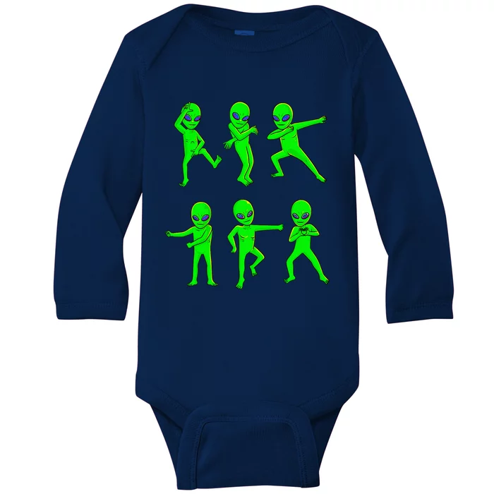 Dancing Aliens Halloween Green Alien Dance Baby Long Sleeve Bodysuit