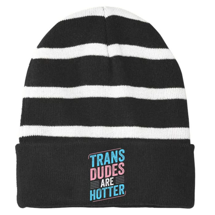 Dudes Are Hotter Pride Lgbt Striped Beanie with Solid Band