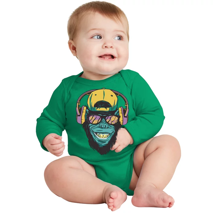 DJ Ape Headphones Baby Long Sleeve Bodysuit