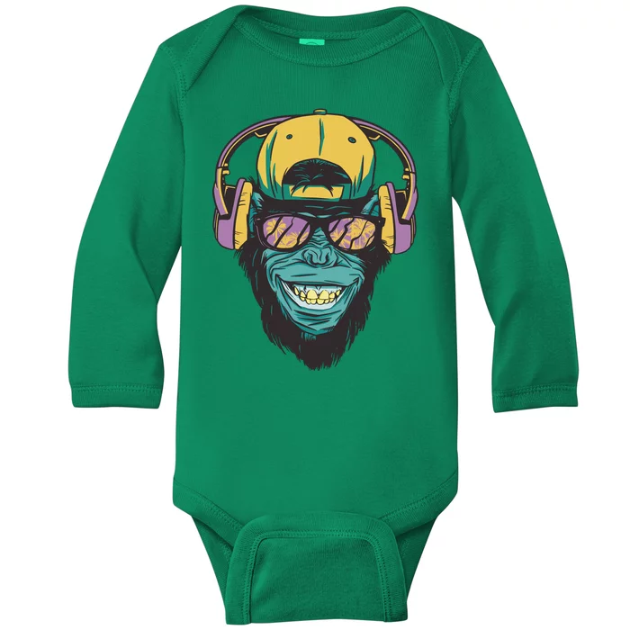 DJ Ape Headphones Baby Long Sleeve Bodysuit