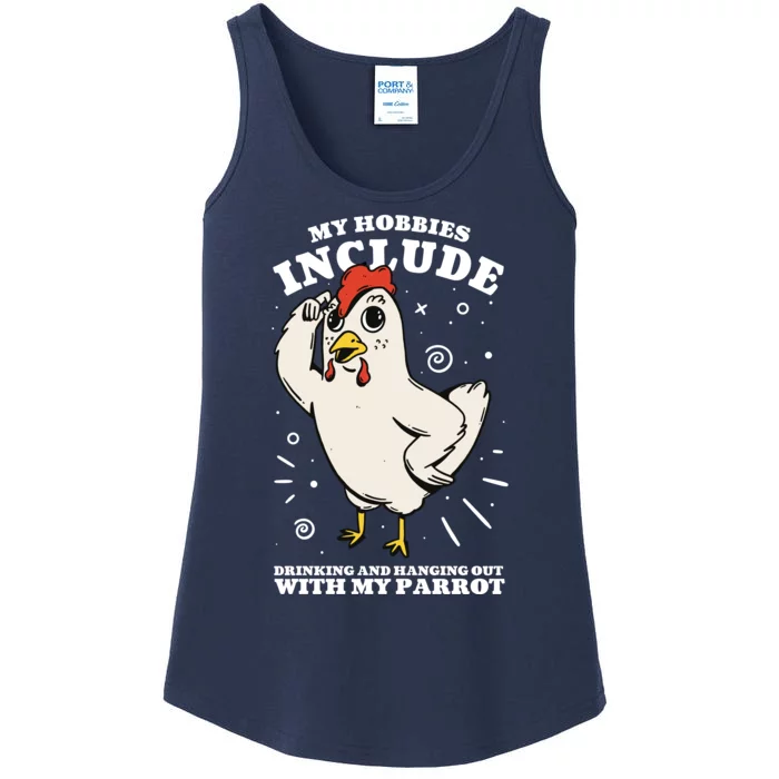 Drinking And Hanging Out With My Parrot Hobby Funny Ladies Essential Tank