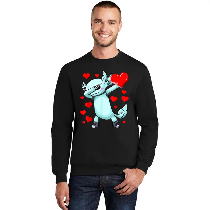 Dabbing Axolotl Heart Valentines Day As Girls Boys Sweatshirt