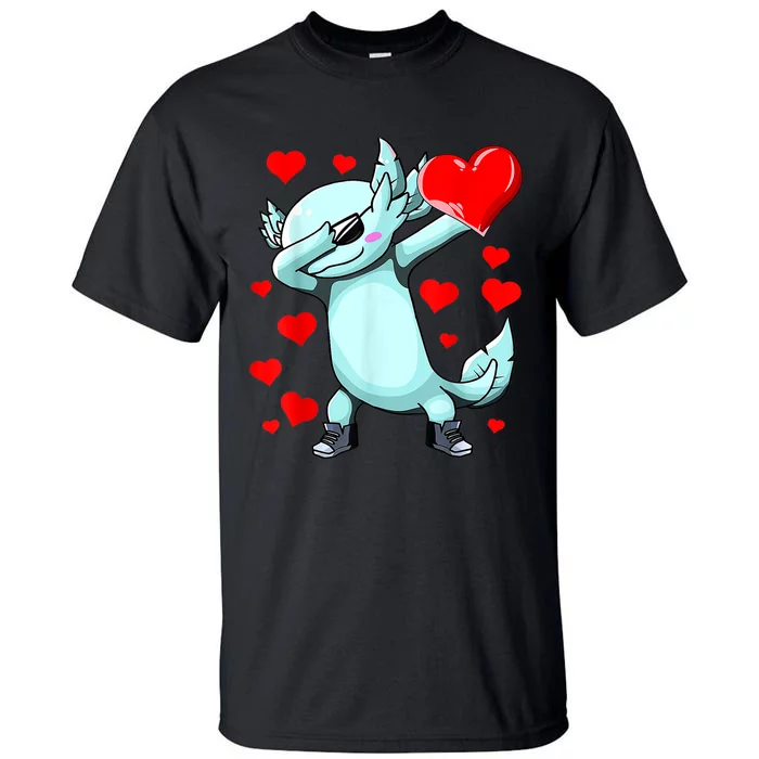 Dabbing Axolotl Heart Valentines Day As Girls Boys Tall T-Shirt